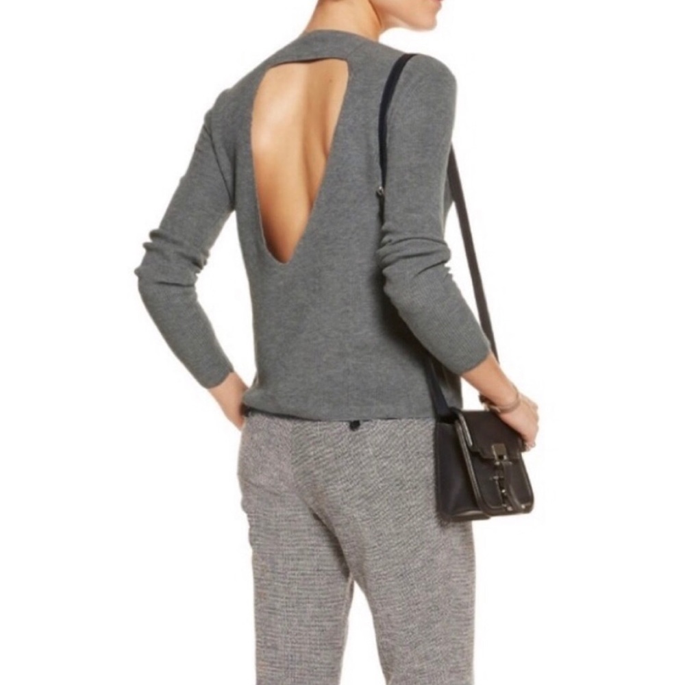 A.L.C. Grey Ribbed Open Back Sweater